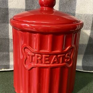 Red Ceramic Treat Jar